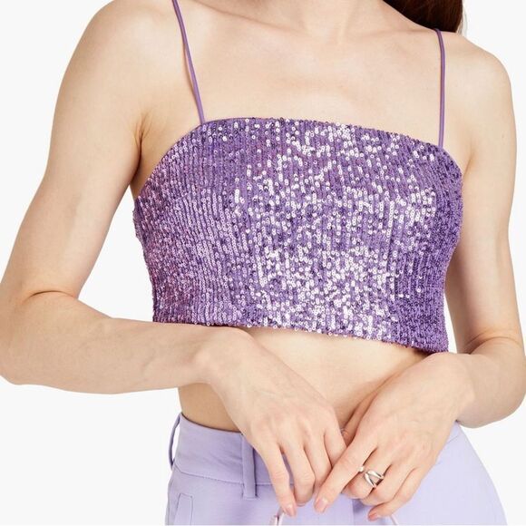 ROTATE BIRGER CHRISTENSEN Glitter Vest In Purple - Picture 1 of 9